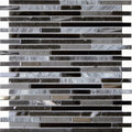 Trip lluvia negra mosaic featuring black and silver metallic tiles in a modern linear mosaic design