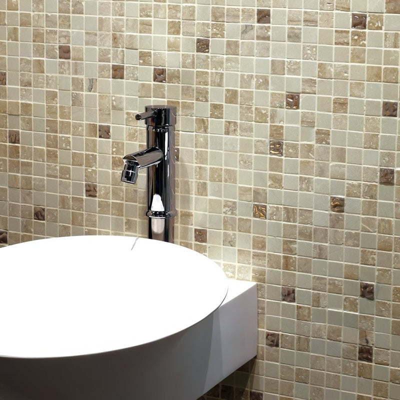 Trip Travertino Bottocino Mosaic