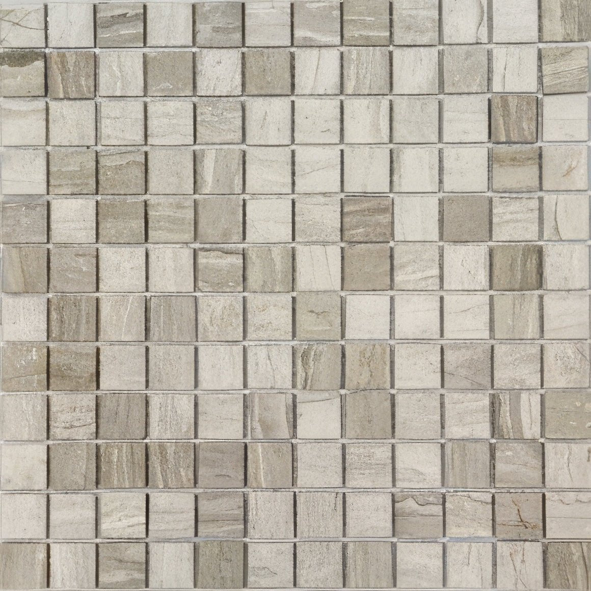 Trip wooden grey mosaic tile with gray and beige natural stone texture for decorative wall and floor use