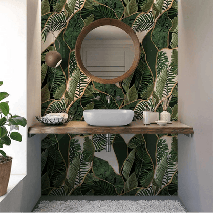 Tropical Abstract Wall Panel tropical leaf wall panel in a bathroom