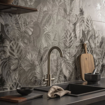 Tropical Oasis Monochrome Single Tile