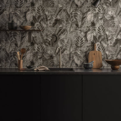 Tropical Oasis Monochrome Single Tile