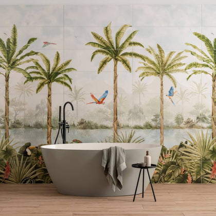 Tropical Oasis Mural Decorative 24-Tile Set Panel