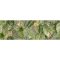 Tropical oasis single tile wallpaper with lush green variegated leaves and soft peach-colored tropical flowers