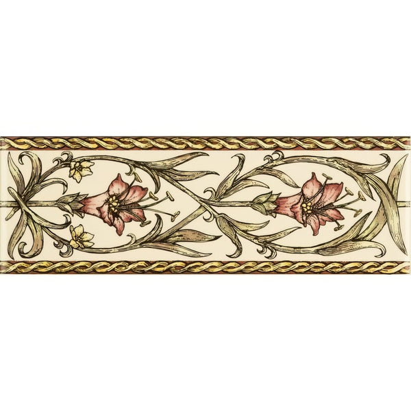 Gentian, Pink Classical Decorative Border, on County White