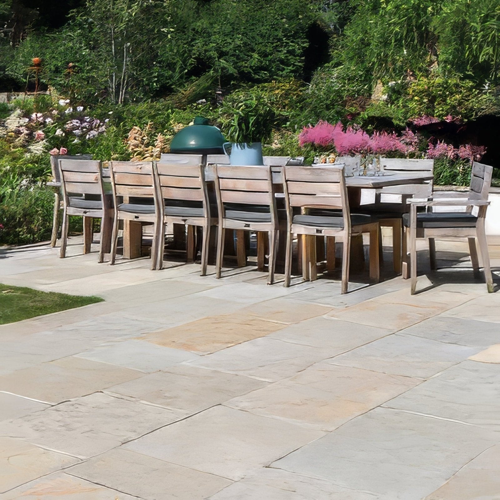 Trusloe Limestone Paving Seasoned Finish beige limestone paving patio
