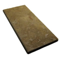 Trusloe limestone seasoned bullnose coping rectangular stone tile with textured earthy brown surface and uneven edges