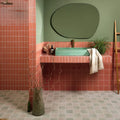Tunstall Ceramic Fluted Brick Coral in a bathroom setting