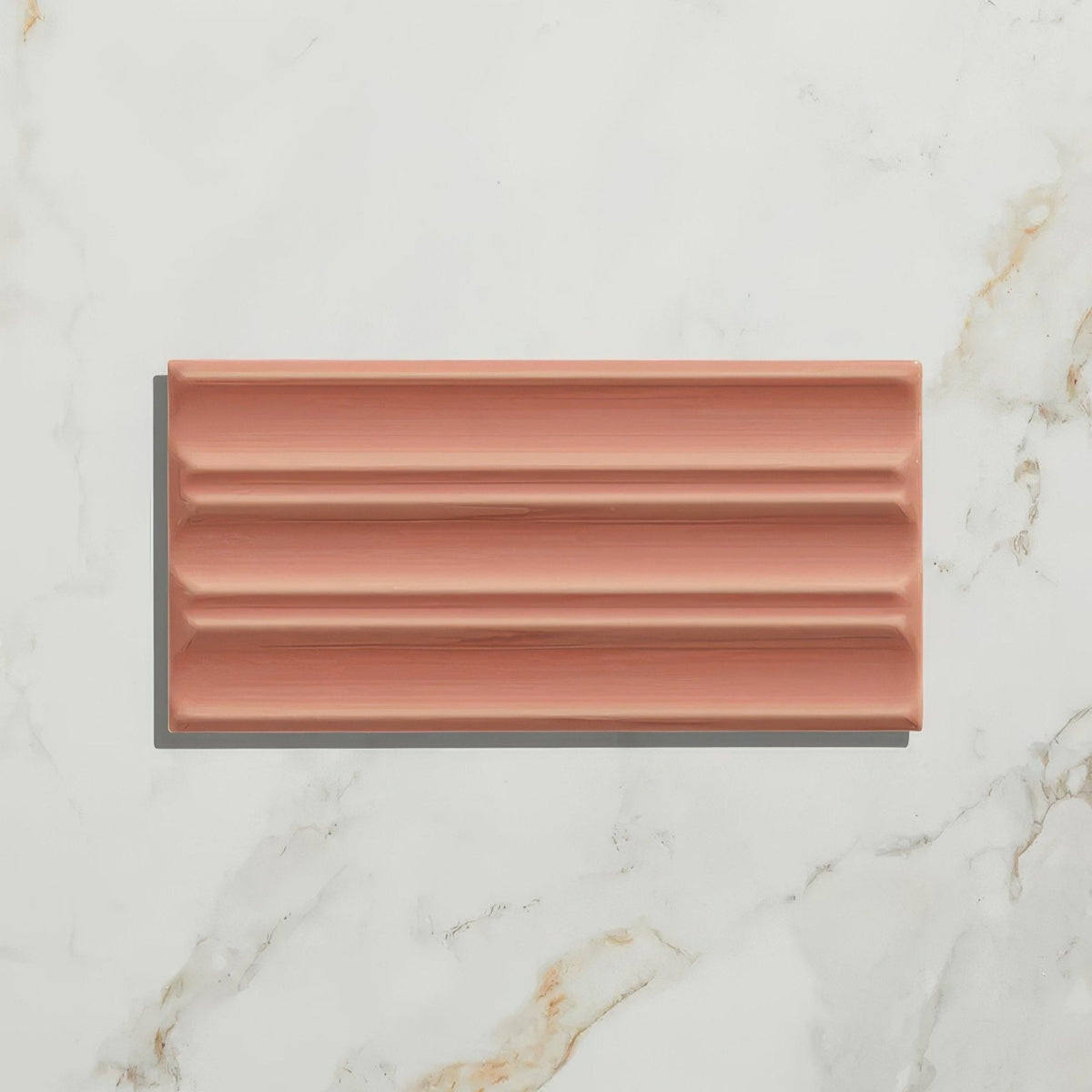 Tunstall Ceramic Fluted Brick Coral Wall Tile 12.5x6.2cm – detail view 4