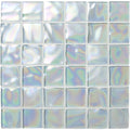 Ultimo Shell iridescent mosaic glass tiles with a shimmering pearlescent finish ideal for decorative surfaces