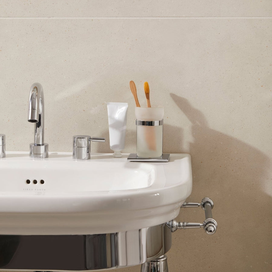 Umbrian white 30 x 60cm chrome finished bathroom sink with sleek curved basin and polished metal legs