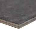 Urban charcoal plain porcelain tile in dark gray with textured surface speckled finish and visible layered edges
