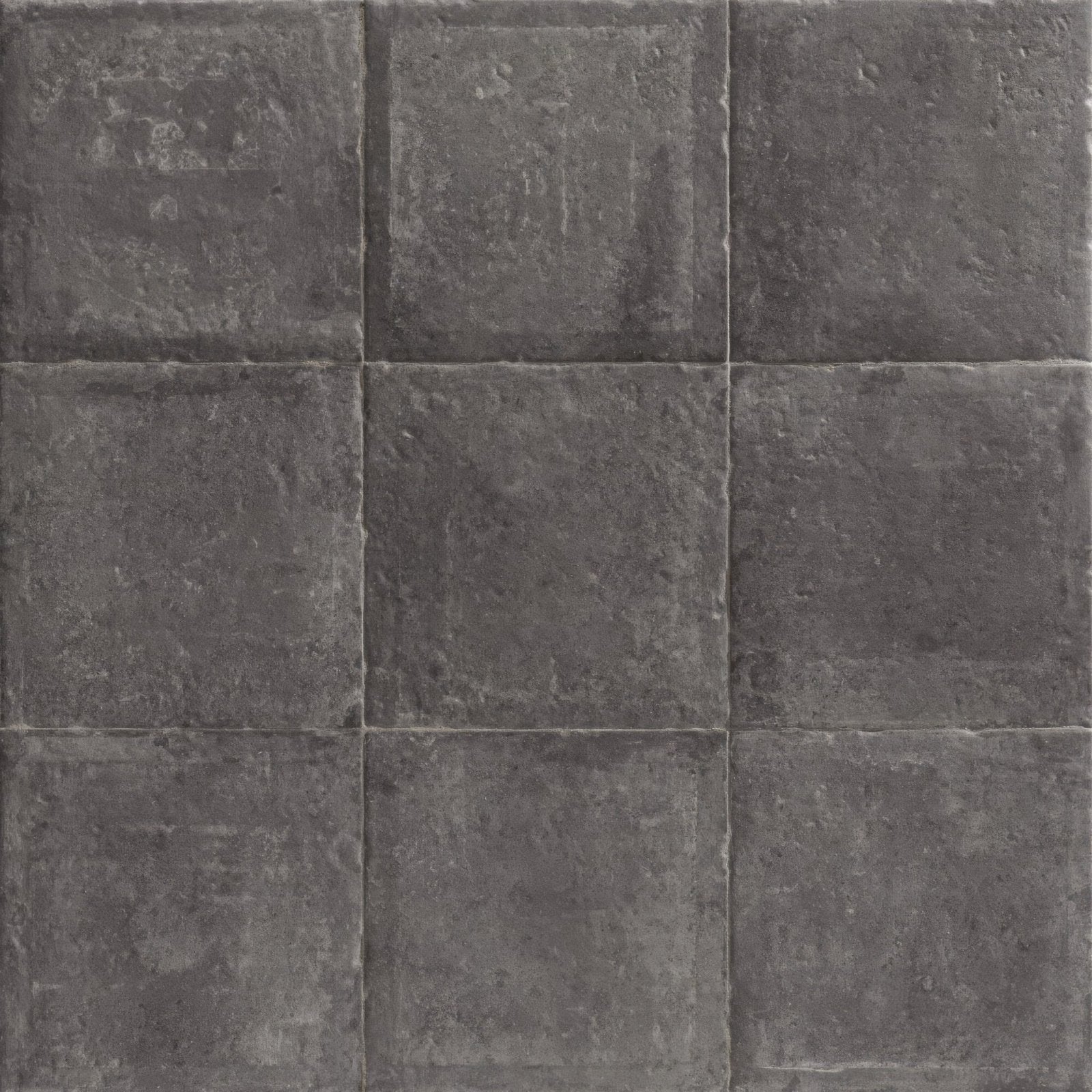 Dark gray textured urban charcoal plain porcelain tile with rustic stone-like finish in square shape