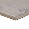 Urban grey plain porcelain tile featuring gray speckled ceramic with textured surface and visible edge detail