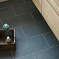 Dark gray urban slate floor tiles with subtle natural veining and light gray grout lines 60 x 40 grey green