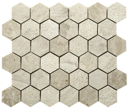 Vanilla Cream Mix Finish Marble Hexagon Mosaic