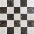 Venetian white 20 x 20cm black and white marble tiles arranged in a classic checkerboard pattern
