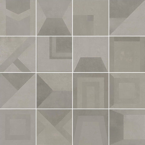 Gray geometric mosaic tile with subtle depth and soft matte finish from venti boost cold mix collection