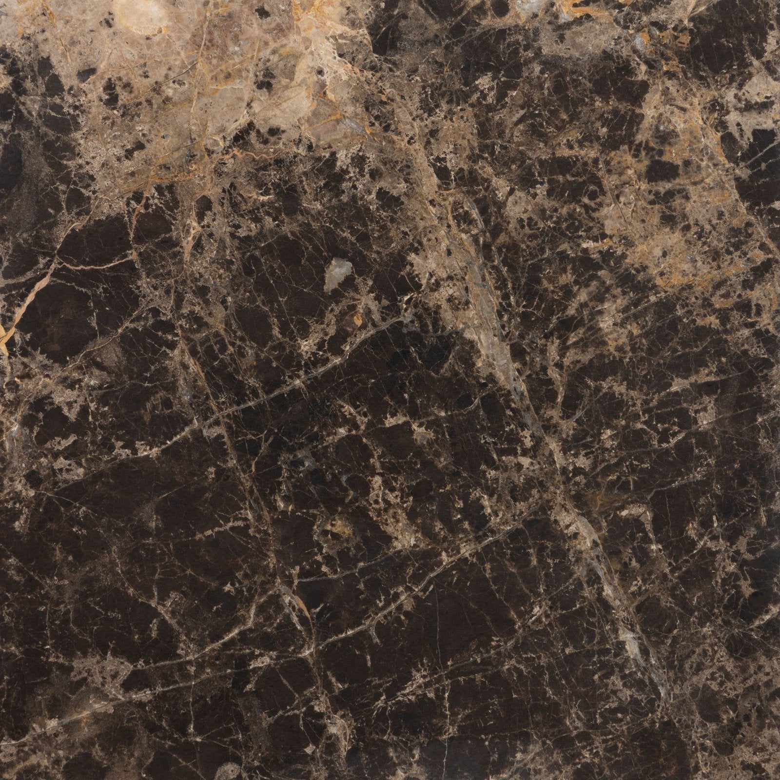 Versailles marble marron honed dark brown marble with intricate golden and beige veining for elegant surfaces