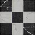 Black and white marble tiles with elegant veining patterns in versailles marble noir honed finish