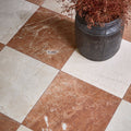 Versailles Marble Rouge Honed terracotta and cream marble-effect tile