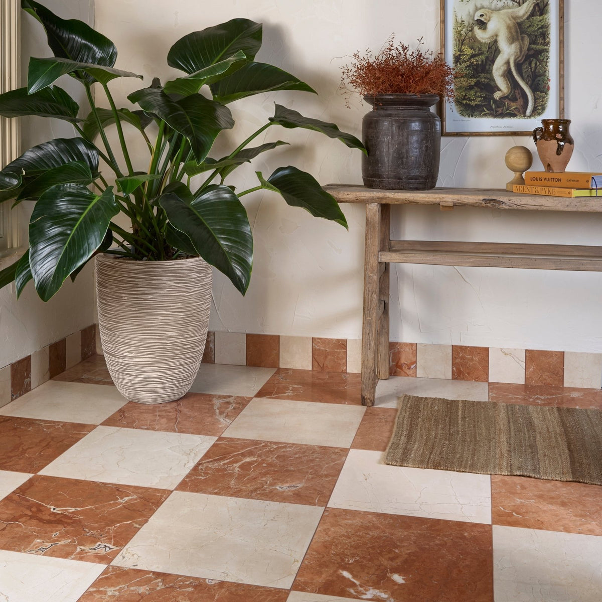 Versailles Marble Rouge Honed terracotta marble-effect tile