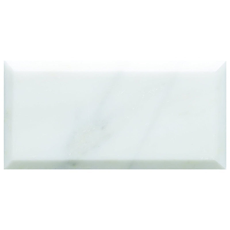 Viano White Honed Bevelled Marble 147 x 72mm