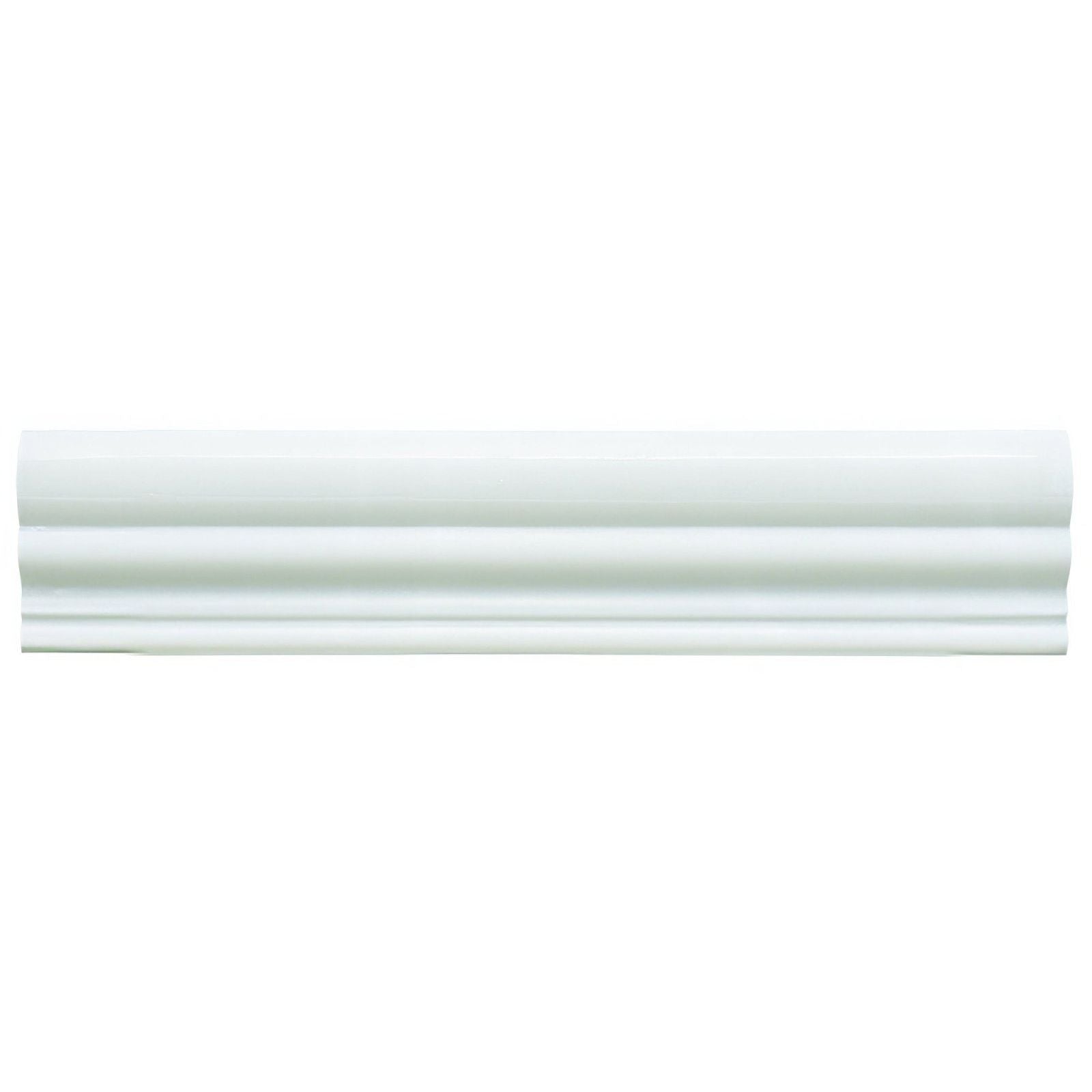 Viano White Honed Chair Rail white honed marble chair rail trim with a classic three-ridge moulding profile