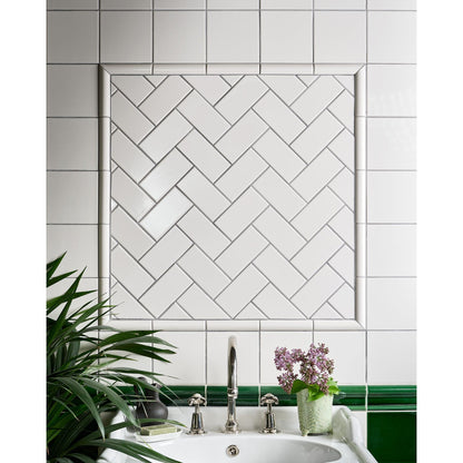 Victorian Style™ Wall Ceramic Antique White Simple Beading Crackle Glaze 3x15cm - thumbnail 1