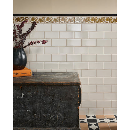 Victorian Style™ Wall Ceramic Decor Carnation Border Ochre 7.5x15cm - thumbnail 3