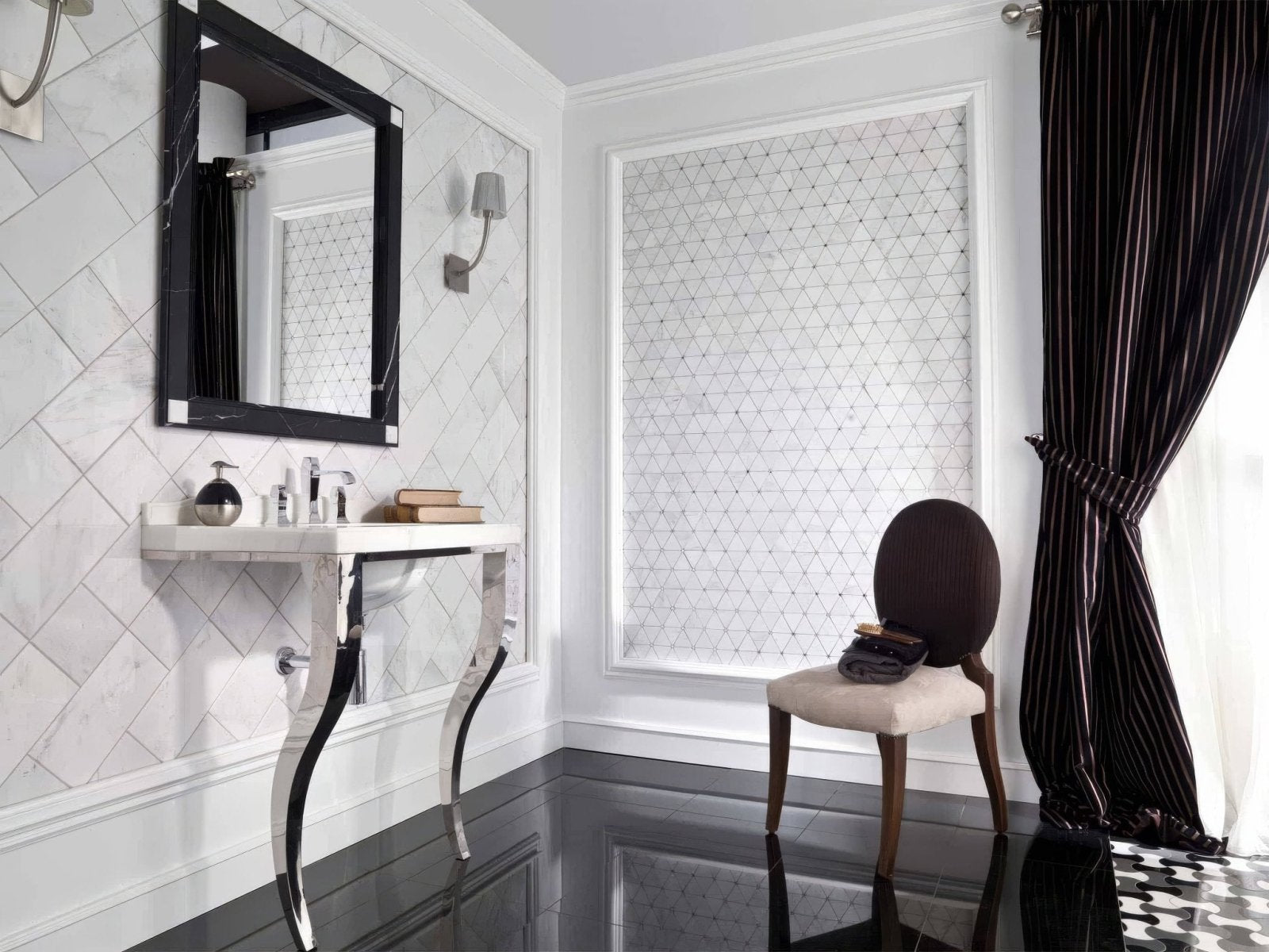 Victorian Diamond Marmara Mirror Mosaic