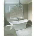 Victorian Diamond Marmara Mirror Mosaic diamond mirror mosaic with a white oval freestanding bathtub