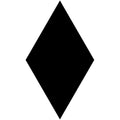 A solid black diamond-shaped victorian floor tile in black with a size of 182 by 105 millimeters