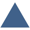 A solid blue equilateral triangle victorian floor tile with clean sharp edges measuring 104 x 89mm