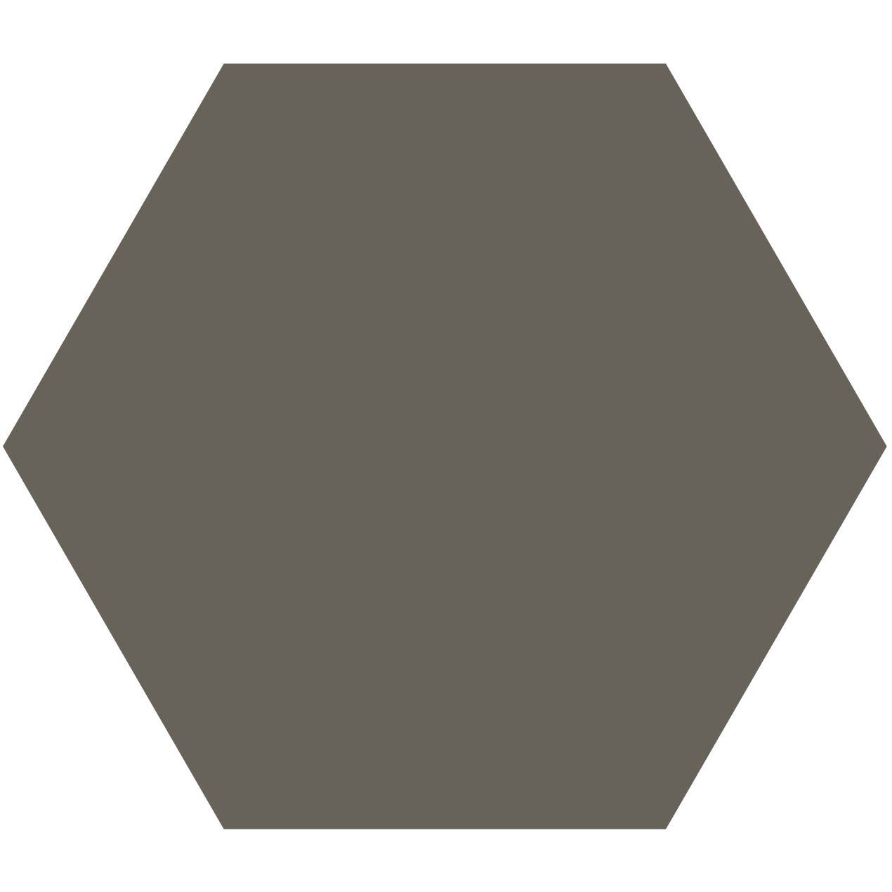 A solid matte-finished dark gray large hexagonal victorian floor tile measuring 185mm