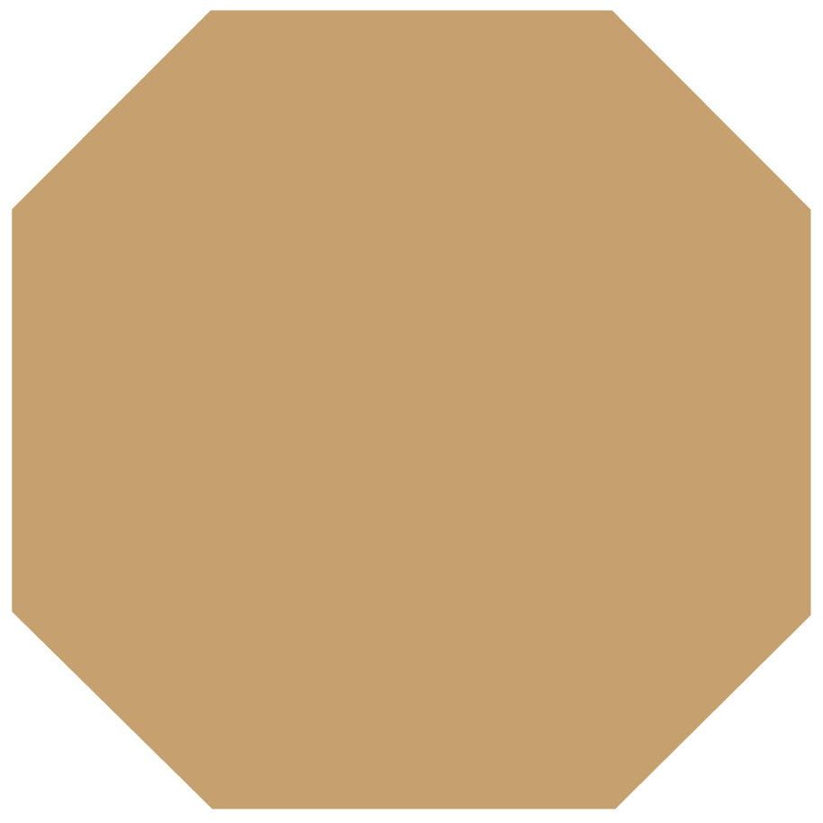 A solid tan octagonal victorian floor tile with a smooth uniform surface measuring 151 x 151mm