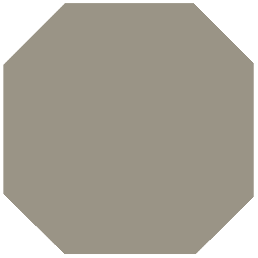 A solid matte-finished octagonal victorian floor tile in neutral taupe color measuring 151 x 151mm