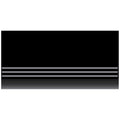 Black rectangular victorian floor tile step tread with three horizontal silver stripes measuring 151 x 75mm