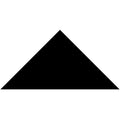 A solid black solid ceramic Victorian floor tile in a triangular shape measuring 104 x 73 x 73mm
