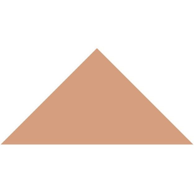 A solid tan triangle victorian floor tile measuring 104 x 73 x 73mm designed for decorative flooring