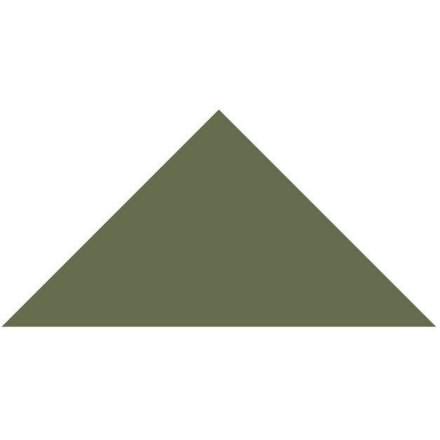 Solid olive green triangular victorian floor tile measuring 104 x 73 x 73mm for decorative flooring projects
