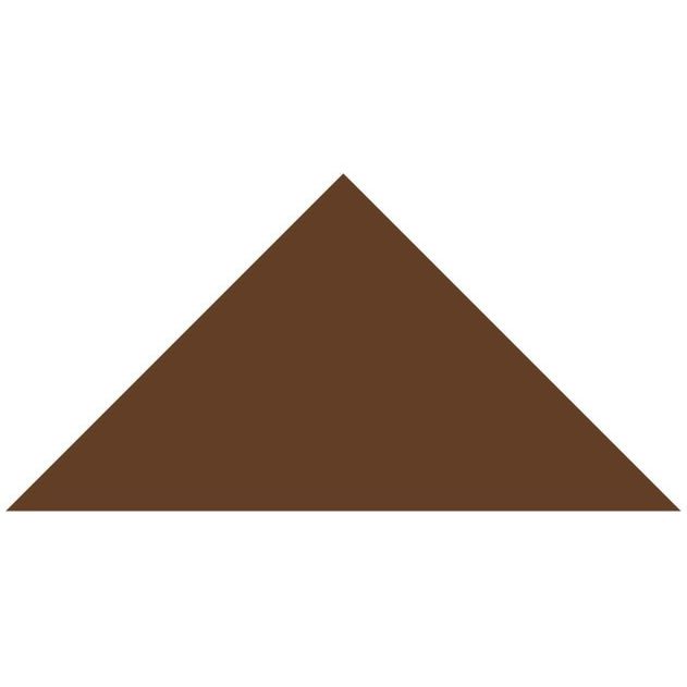 A solid brown triangular victorian floor tile measuring 104 x 73 x 73mm for decorative flooring