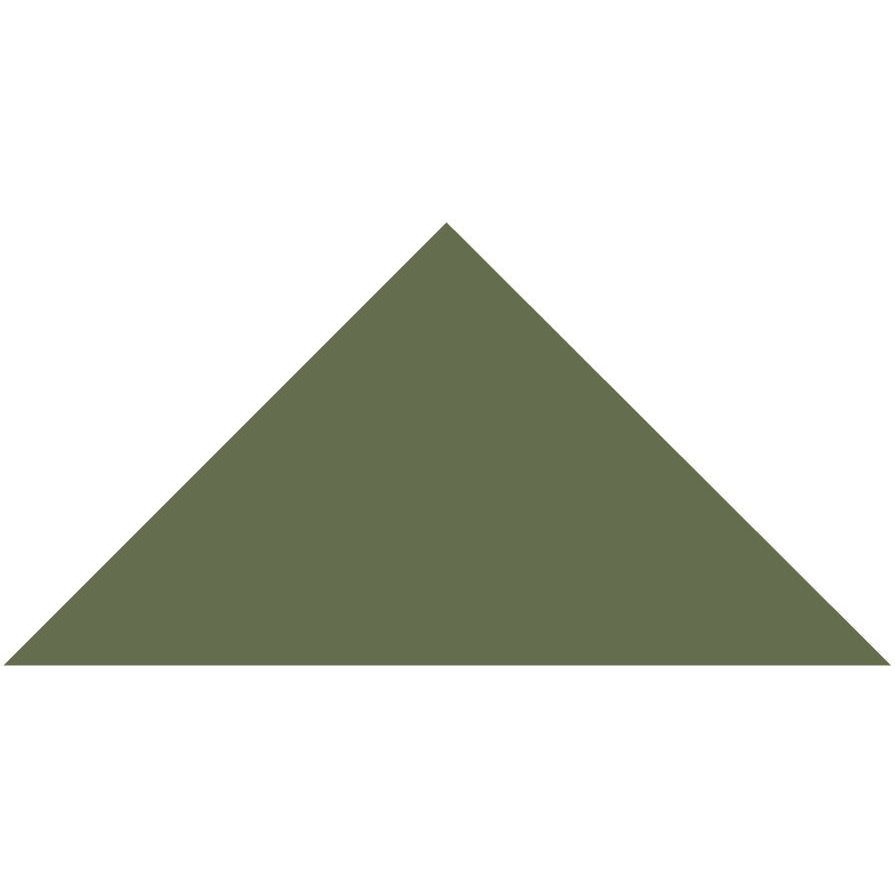 Solid olive green ceramic Victorian floor tile triangle measuring 149 x 106 x 106mm for decorative flooring