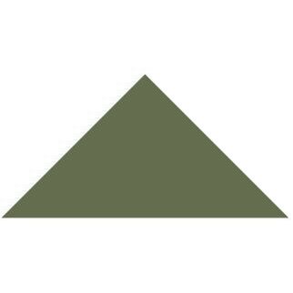 A solid olive green triangle victorian floor tile piece measuring 50 x 36 x 36mm for decorative flooring