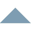 A solid light blue Victorian floor tile in a triangular shape measuring 50 x 36 x 36mm