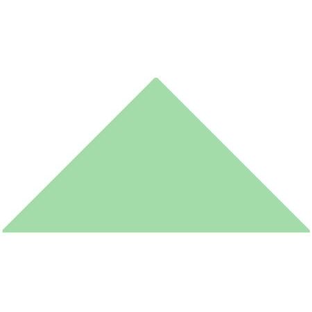 A solid light green Victorian floor tile triangle measuring 73 x 52 x 52mm for decorative flooring use