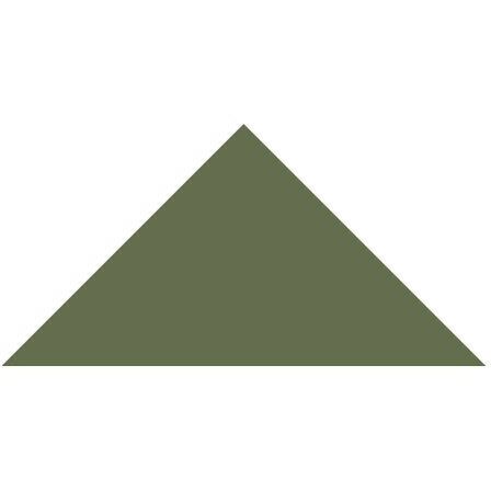 Solid olive green Victorian floor tile triangular shape measuring 73 x 52 x 52mm for decorative flooring