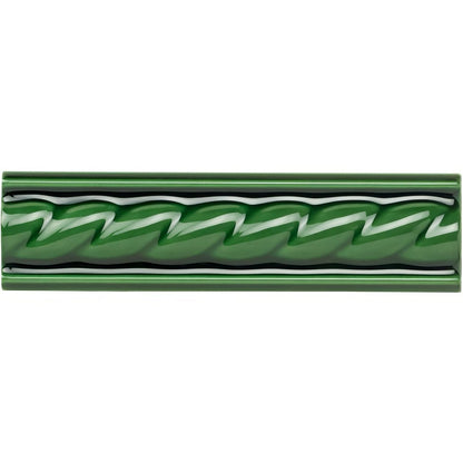 Victorian Green Rope Moulding Ceramic Wall Tile 152x40mm