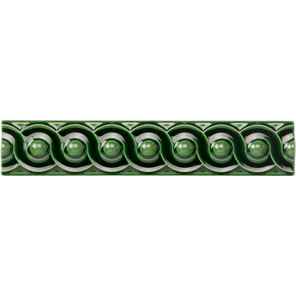 Victorian Green Scroll Moulding Ceramic Wall Tile 152x29mm