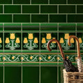 Victorian green victoria moulding deep green ceramic tiles with yellow and light green art nouveau tulip border